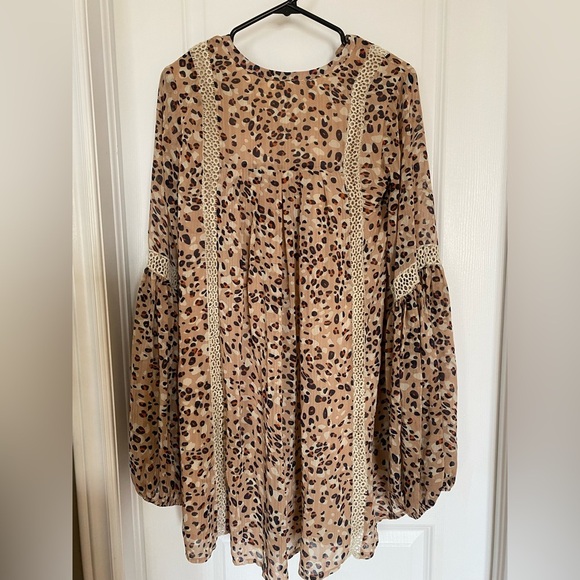 Indikah Animal Print Leopard Flowy Tunic Dress Size M - Picture 5 of 11